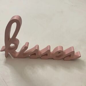 KISSES Wood Letter Art Pink 12 Inches Long And 7 Inches Tall